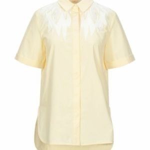 Maje embroidered yellow button down. AMAZING QUALITY NWT